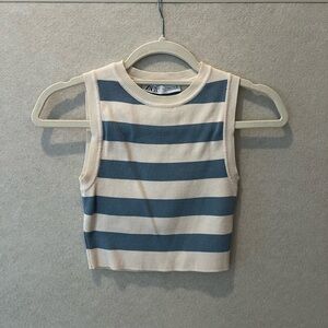 Striped Blue and White Women's Crop Top